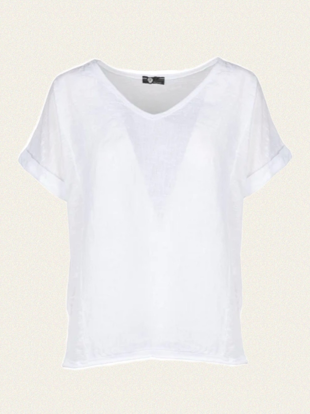 M Made in Italy V-Neck Short Sleeve Linen Top